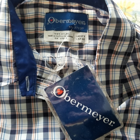 Vintage 80s Plaid Obermeyer Shirt Gorpcore Weather Resistant Shirt Large - Picture 8 of 9